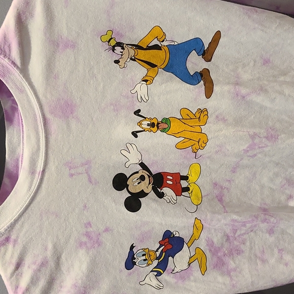 Disney Front/Back Characters Tie Dye Gathered Long Sleeve Tee Sz. XS - Picture 2 of 6
